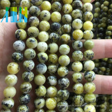 Perles de bijoux en pierre Prix de gros Perles rondes de pierres précieuses Naturel Yellow Howlite Semi Precious Stone